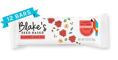 A Blake's Seed-Based snack bar, raspberry flavor.