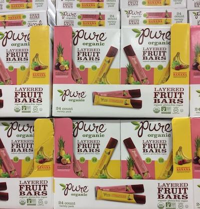 A bunch of Pure Organic Layered Fruit Bars at Costco