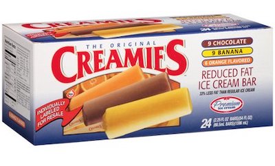 A box of Creamies ice cream bars.