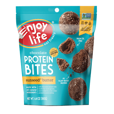 A package of Enjoy Life nut free protein bites.