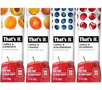 A collection of four nut free That's It. fruit bars.