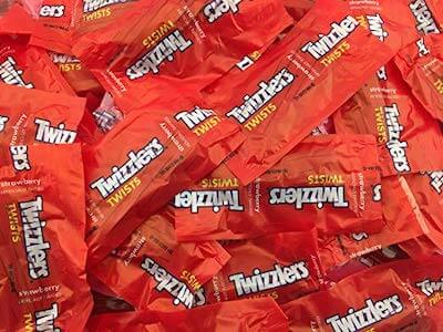A big pile of fun sized Twizzlers Twists, a nut free Halloween candy.