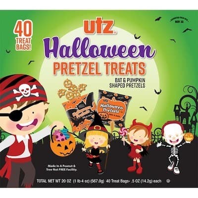 A package of small Utz Halloween pretzel bags.