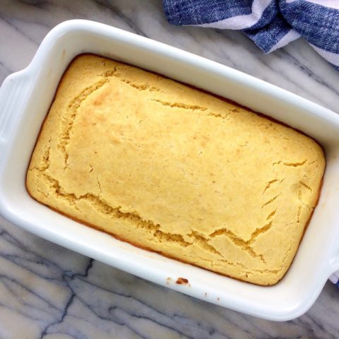 Quick and easy cornbread recipe that's dairy free, soy free and can easily be made vegan (egg free). Moist and delicious! | flavorpalooza.com #dairyfree #vegan #top8free #allergyfriendly #soyfree #cornbread