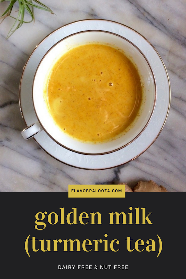 Golden Milk Latte (aka Turmeric Tea) -- an anti-inflammatory, healing elixir that can be made in 5 minutes! #turmeric #curcumin #healingtea #turmerictea #goldenmilk | flavorpalooza.com