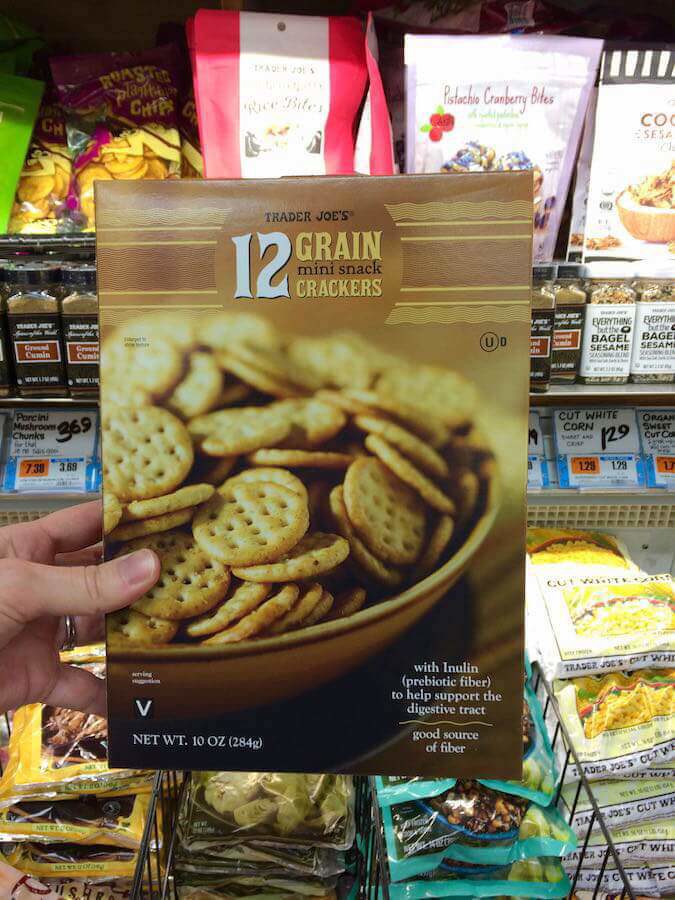 Trader Joe's 12 Grain Mini Snack Crackers are peanut free and tree nut free. Check out our lists of other nut free snacks! #peanutfree #treenutfree #nutfree #schoolsafesnacks | flavorpalooza.com