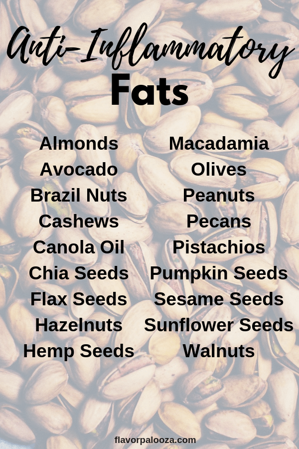 On an anti-inflammatory diet? Here's a complete list of anti-inflammatory fats to choose from.