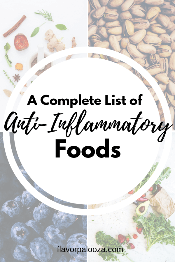 A complete guide to anti-inflammatory foods, including vegetables, fruits, proteins, fats and more.