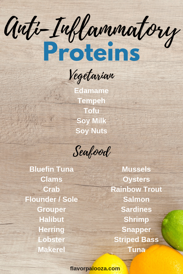 On an anti-inflammatory diet? Here's a complete list of anti-inflammatory proteins to choose from.