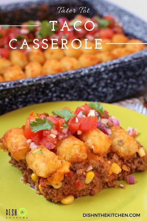Made with seasoned ground beef, refried beans and veggies. Topped with everyone’s favorite golden tots and a zesty pico de gallo, this casserole brings all the kids (young and old) to the table.