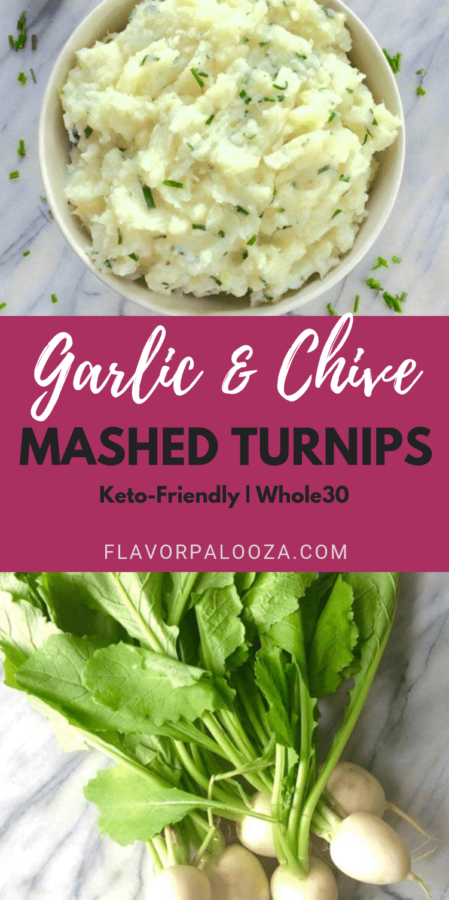 A healthy side dish alternative to mashed potatoes, this garlic mashed turnips recipe will be a surprise hit at the dinner table! | flavorpalooza.com