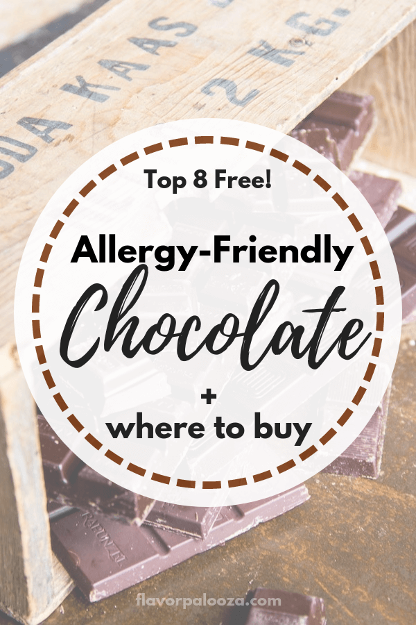 A complete, up-to-date list of Top 8 free, allergy-friendly chocolate brands + where to buy! #top8free #chocolate | flavorpalooza.com