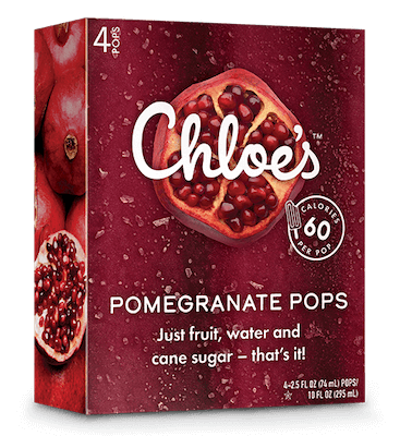 A box of Chole's popsiles, pomegranate flavor.