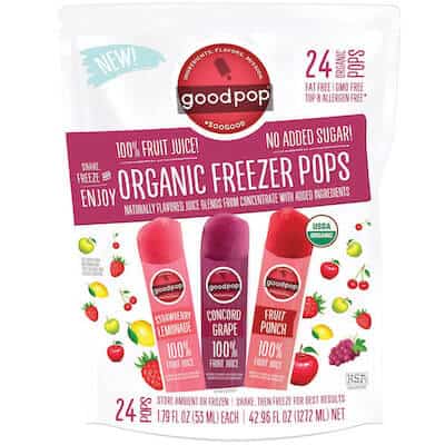 A box of GoodPops Organic Freezer Pops, which are nut free!