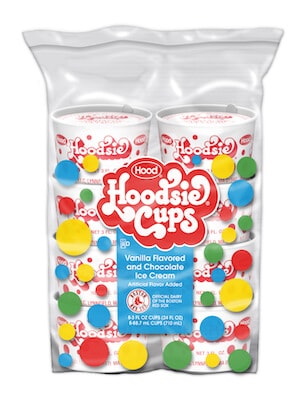 A bag of Hood Ice Cream Hoodsie Cups, which are a nut free!