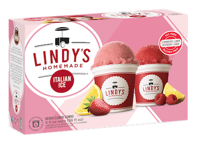 A box of Lindy's Italian Ice cups.