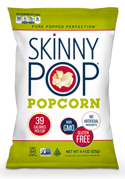 A bag of Skinny Pop Popcorn.