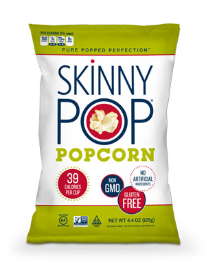 A bag of Skinny Pop Popcorn.