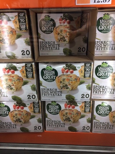 Boxes of Garden Lites Veggies Made Great muffins in the freezer at Costco.