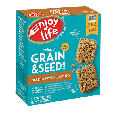 A box of Enjoy Life Grain & Seed Bars, a nut free snack.
