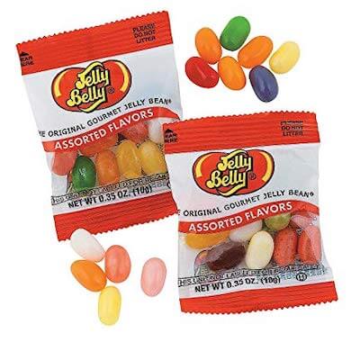 Mini bags of Jelly Belly candies, a nut free Halloween option.