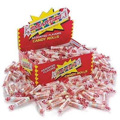 A big box of Smarties candies.
