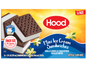 A box of Hood ice cream sandwiches.